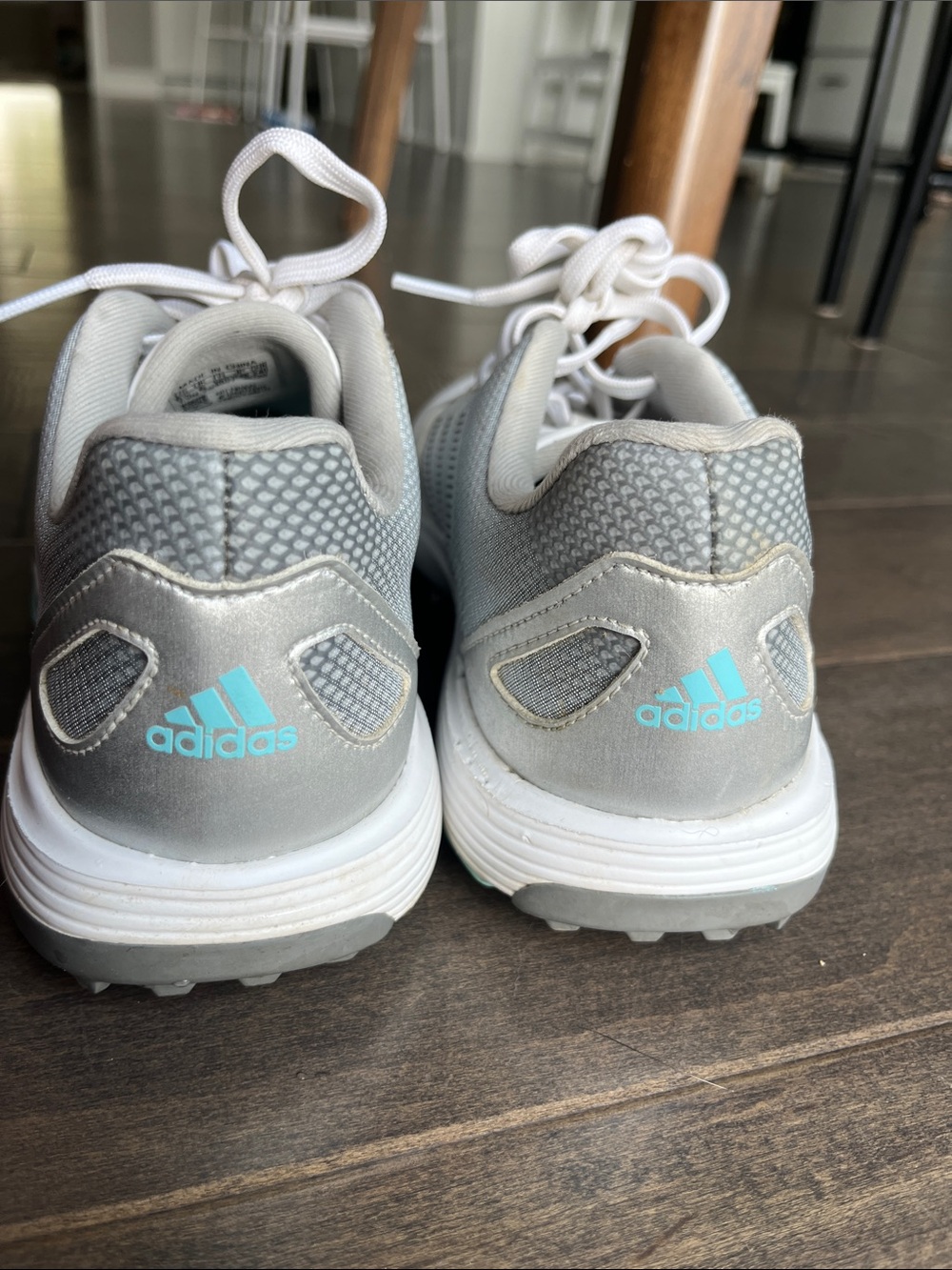 Adidas ZG21 White Golf Shoes with Light Teal Accents - Picture 5 of 6